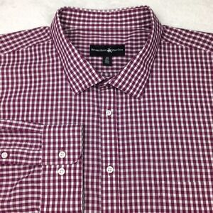 Beverly Hills Polo Club Dress Shirt Mens 4XL 20-36/37 Maroon/White Check